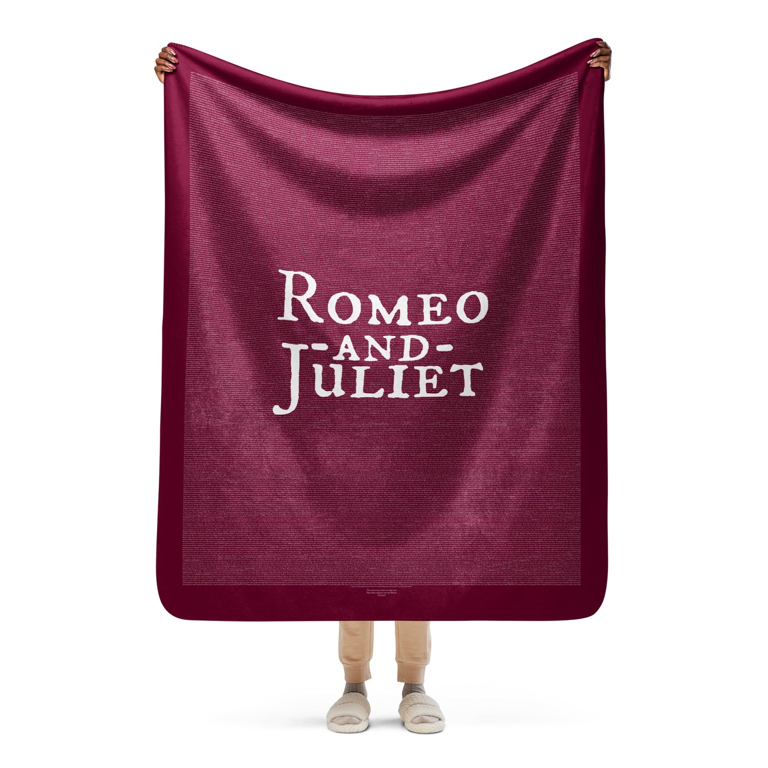 Romeo and Juliet Full Text Sherpa Blanket - Deep Red