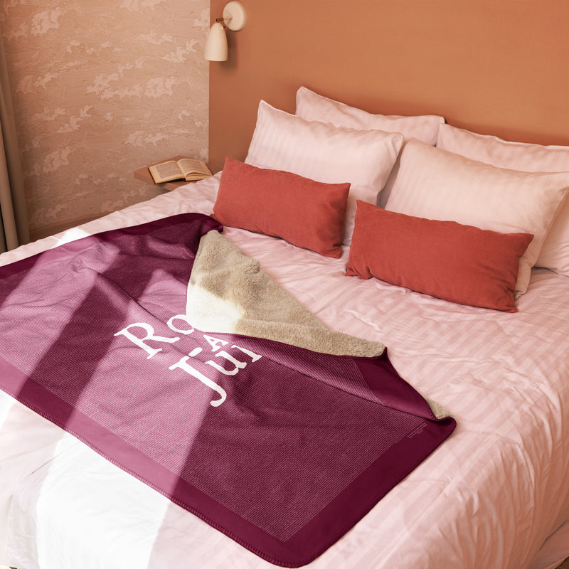 Romeo and Juliet Full Text Sherpa Blanket - Deep Red