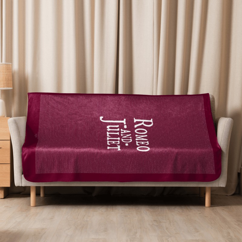 Romeo and Juliet Full Text Sherpa Blanket - Deep Red