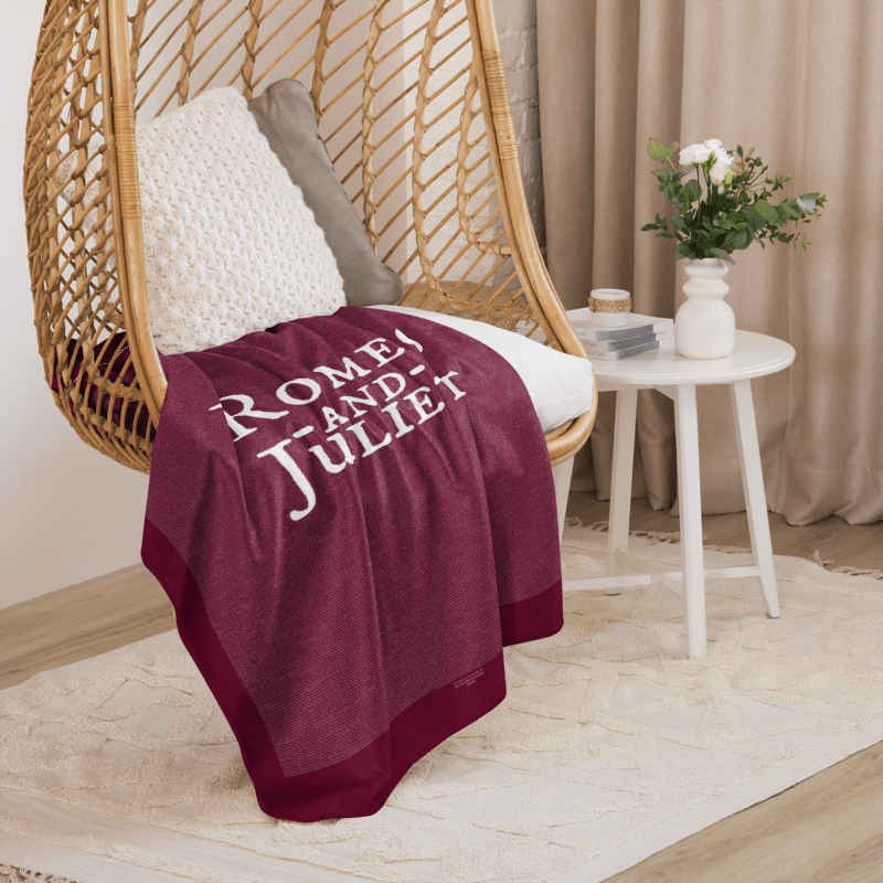 Romeo and Juliet Full Text Sherpa Blanket - Deep Red